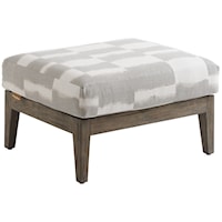 Contemporary Outdoor Teak Ottoman with Cushion