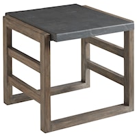 Contemporary Outdoor Teak Wood End Table with Faux Slate Top