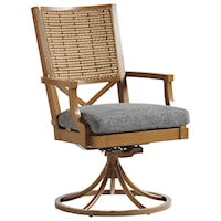 Boho Outdoor Swivel Rocker Dining Chair with Cushion