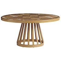 Boho Outdoor Round Dining Table with Patterned Top