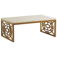 Boho Outdoor Rectangular Cocktail Table with Stone Top