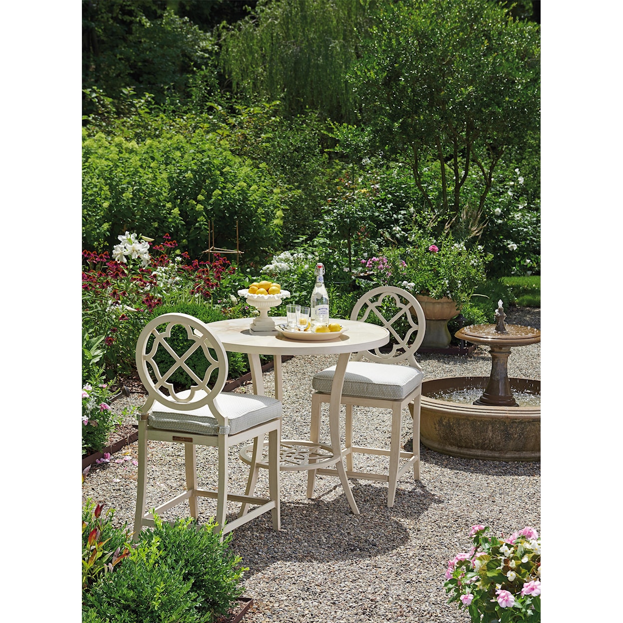 Tommy Bahama Outdoor Living Misty Garden 3 Pc High/Low Bistro Table w/ Counter Stools