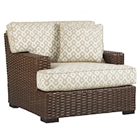 Outdoor Woven Rattan Lounge Chair with Block Feet