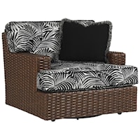 Outdoor Woven Rattan Swivel Lounge Chair with T-Cushions