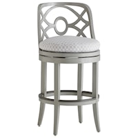 Transitional Outdoor Swivel Bar Stool with Cushion