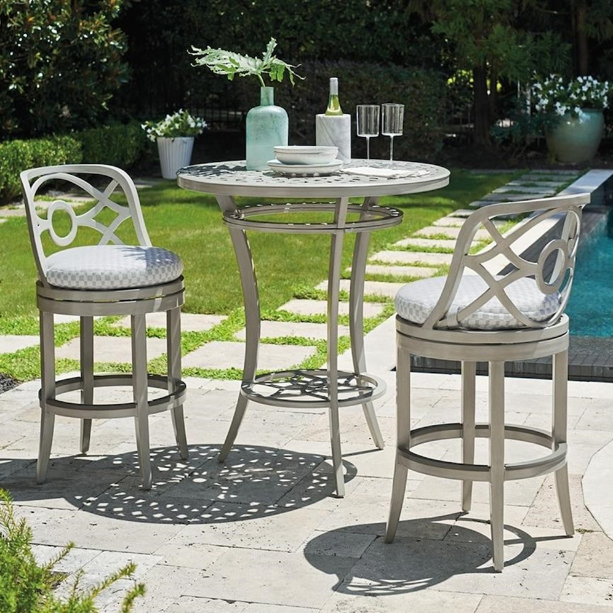 Tommy Bahama Outdoor Living Silver Sands Bistro Set with Bar Stools