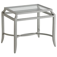 Transitional Outdoor End Table with Glass Top