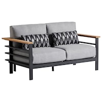 Contemporary Outdoor Loveseat with Cushions
