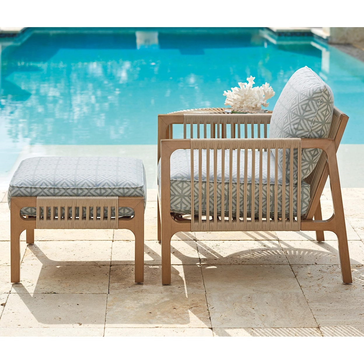 Tommy Bahama Outdoor Living St Tropez Chair & Ottoman Set