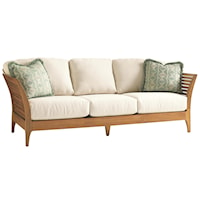 Modern Outdoor Sofa with Slatted Teak Frame