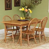 Rectangular Solid Wood Table & 4 Spindle-Back Side Chairs