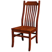 Solid Wood Dining Side Chair with Waved Slat Back
