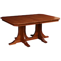 Rectangular Solid Wood Dining Table with a Double Pedestal Base