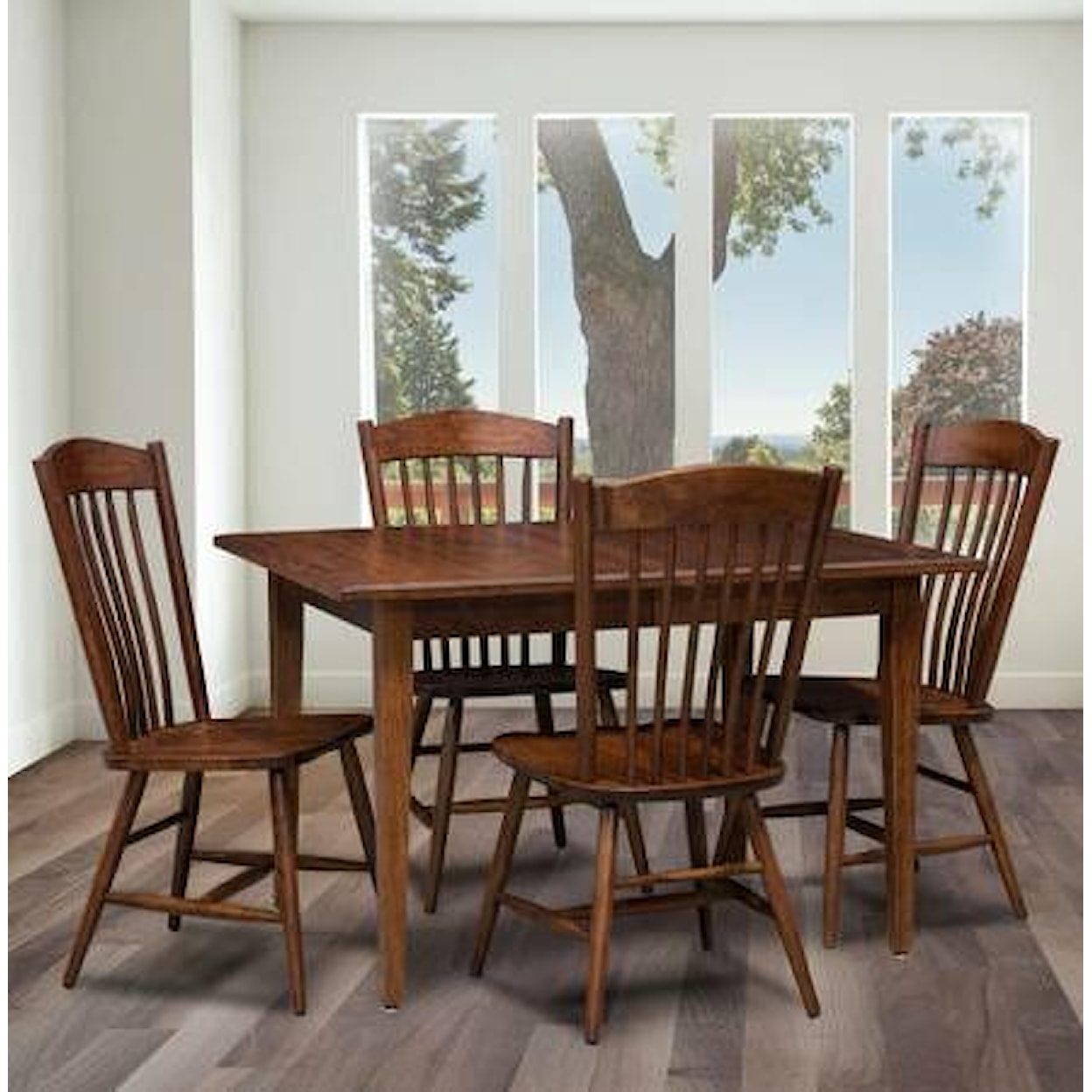 Amish Dining Room Freeport 5-Piece Solid Wood Dining Table Set