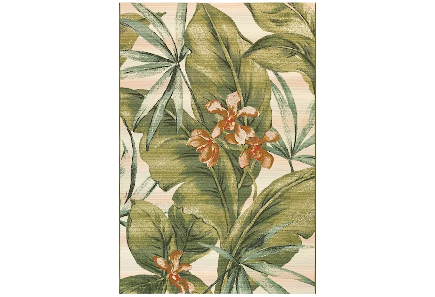 Marina Tropical Leaf Indoor/Outdoor 4'10" X 7'6" Ru by Trans-Ocean Rugs at Johnny Janosik