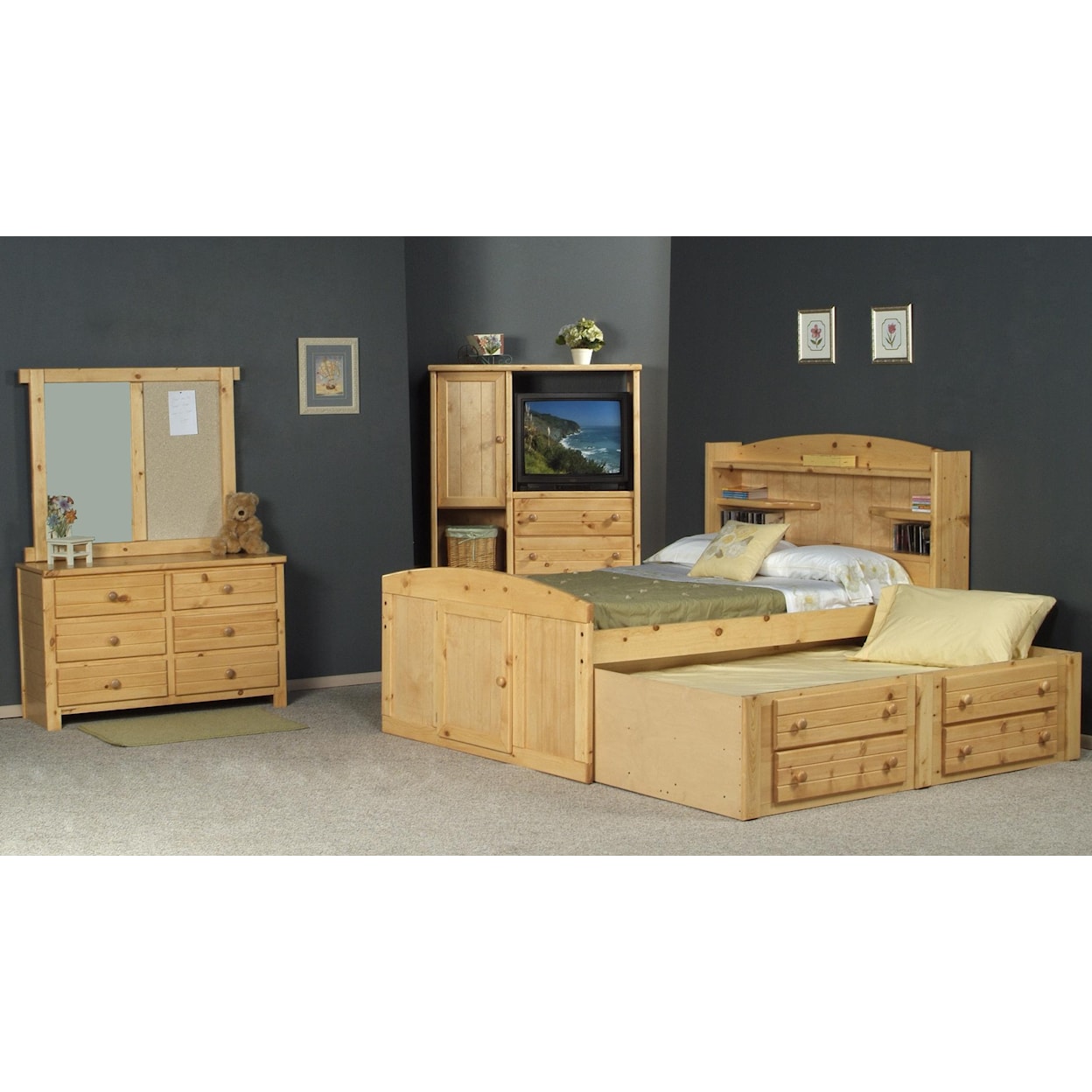 Trendwood Bayview Twin Palomino Bed with Trundle 