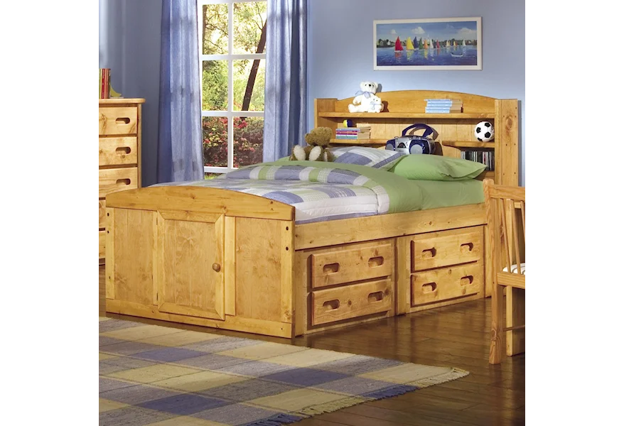 Bunkhouse Twin Bookcase Headboard Captain's Bed by Trendwood at Conlin's Furniture