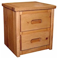 2 Drawer Pine Nightstand with Carved Handles
