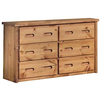 6 Drawer Pine Dresser with Carved Handles