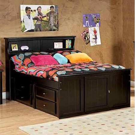 Twin Bookcase Bed with Footboard Storage