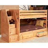 Twin/Twin Bunk Bed with Drawer Staircase and Underbed Storage