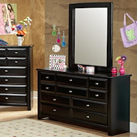 Nine Drawer Dresser and Mirror Set