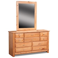 Nine Drawer Dresser and Mirror Set