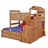 Twin/Full Complete Loft Bed with Stairway Chest