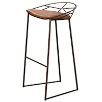 Stem Stationary Bar Stool with Upholstered Seat