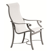 Outdoor High Back Dining Chair with Scroll Arms