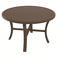 Outdoor Aluminum Table with Round Slatted Top