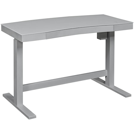 Curved White / Grey Adjustable Desk