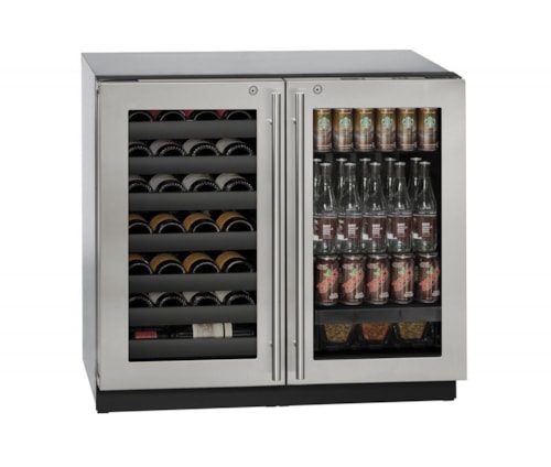 36" Built-In Beverage Center and Wine Storage with Independently Controlled Dual-Zones and Locking Door