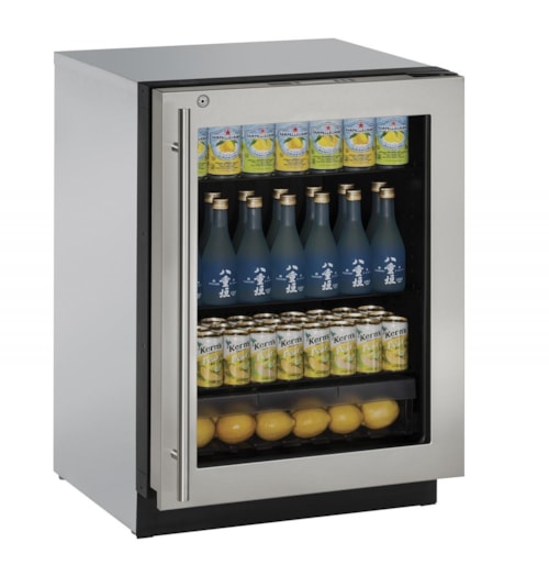 24" Glass Door Compact Refrigerator (Right Door Swing) with U-Select® Control Convection Cooling System and Key Lock