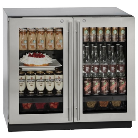 36" Glass Door Compact Refrigerator