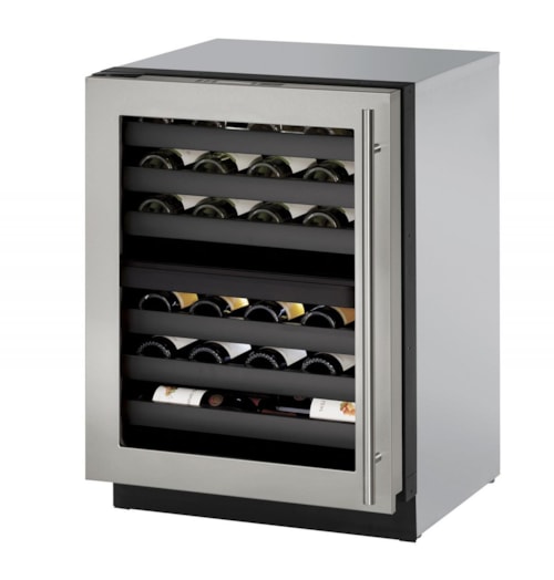 4.7 Cu. Ft 24" Built-In Wine Storage with Solid Overlay Panel and Left-Hand Hinged Door