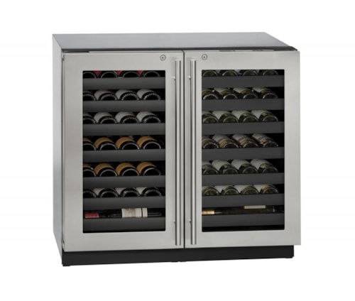 36" Built-In Double Door Wine Storage with LED Theater Lighting and Locking Doors