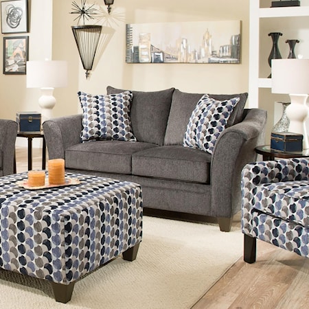 Transitional Loveseat with Flared Arms