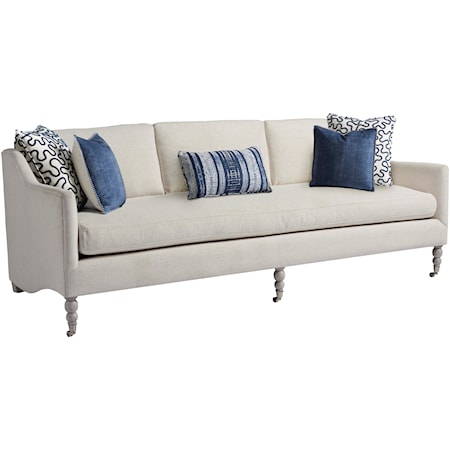 Kiawah Sofa with Turned Legs and Casters