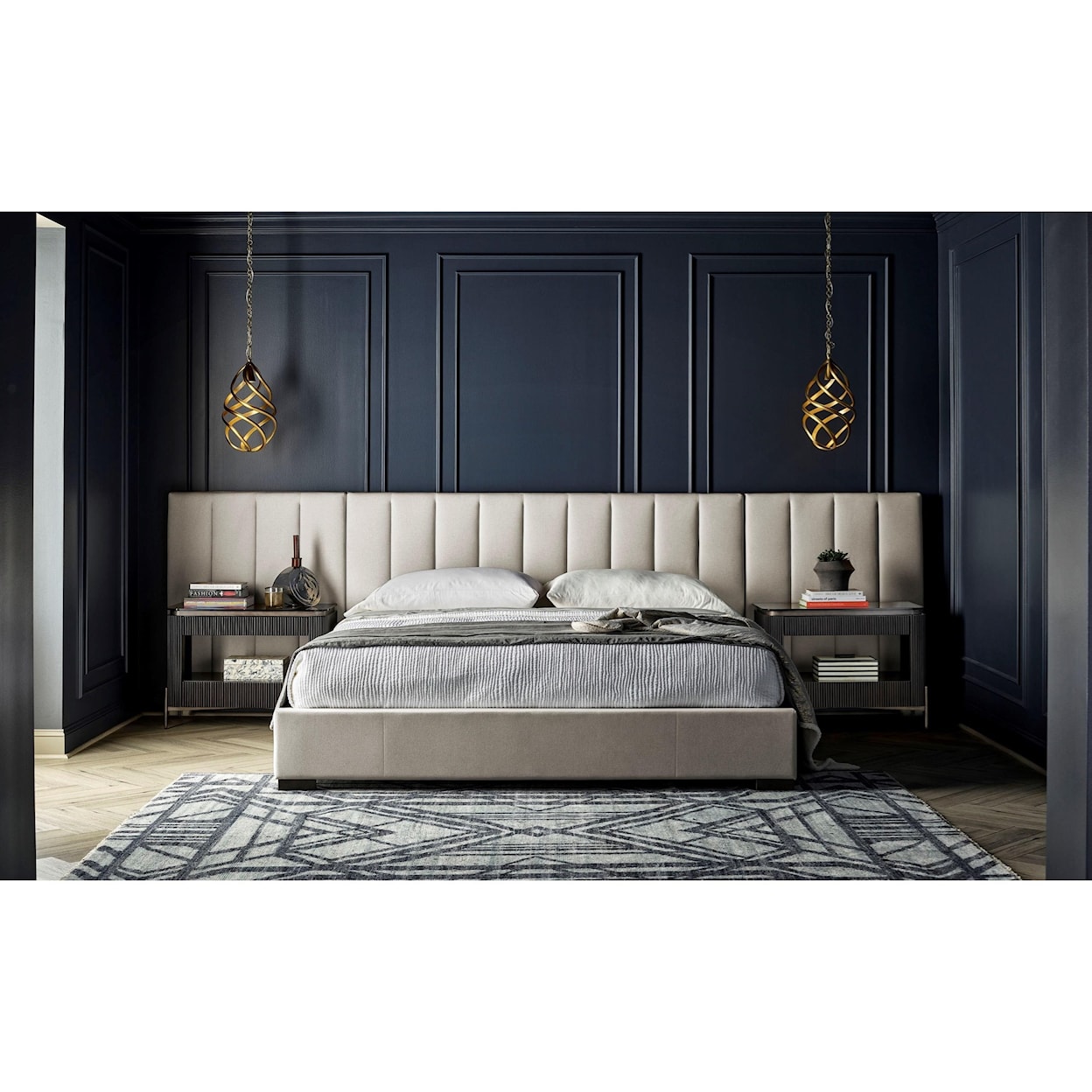 Universal Nina Magon 941 Magon King Upholstered Bed w/ Wall