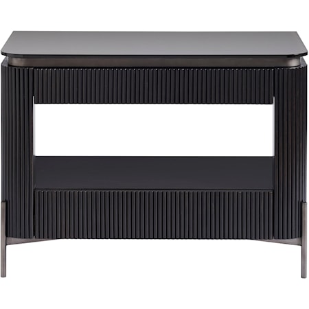 Iris 2-Drawer Nightstand with Open Shelf and Opaque Bronze Glass Top