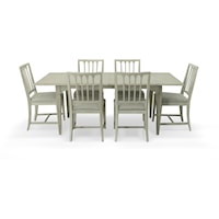 Rectangular Dining Table with 6 Slat Back Side Chairs in Dover White