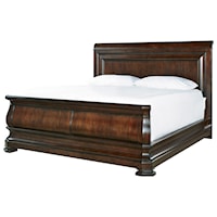 California King Sleigh Bed with Paneled Headboard