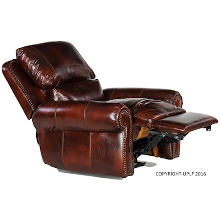 Traditional Leather Power Recliner with Nailheads