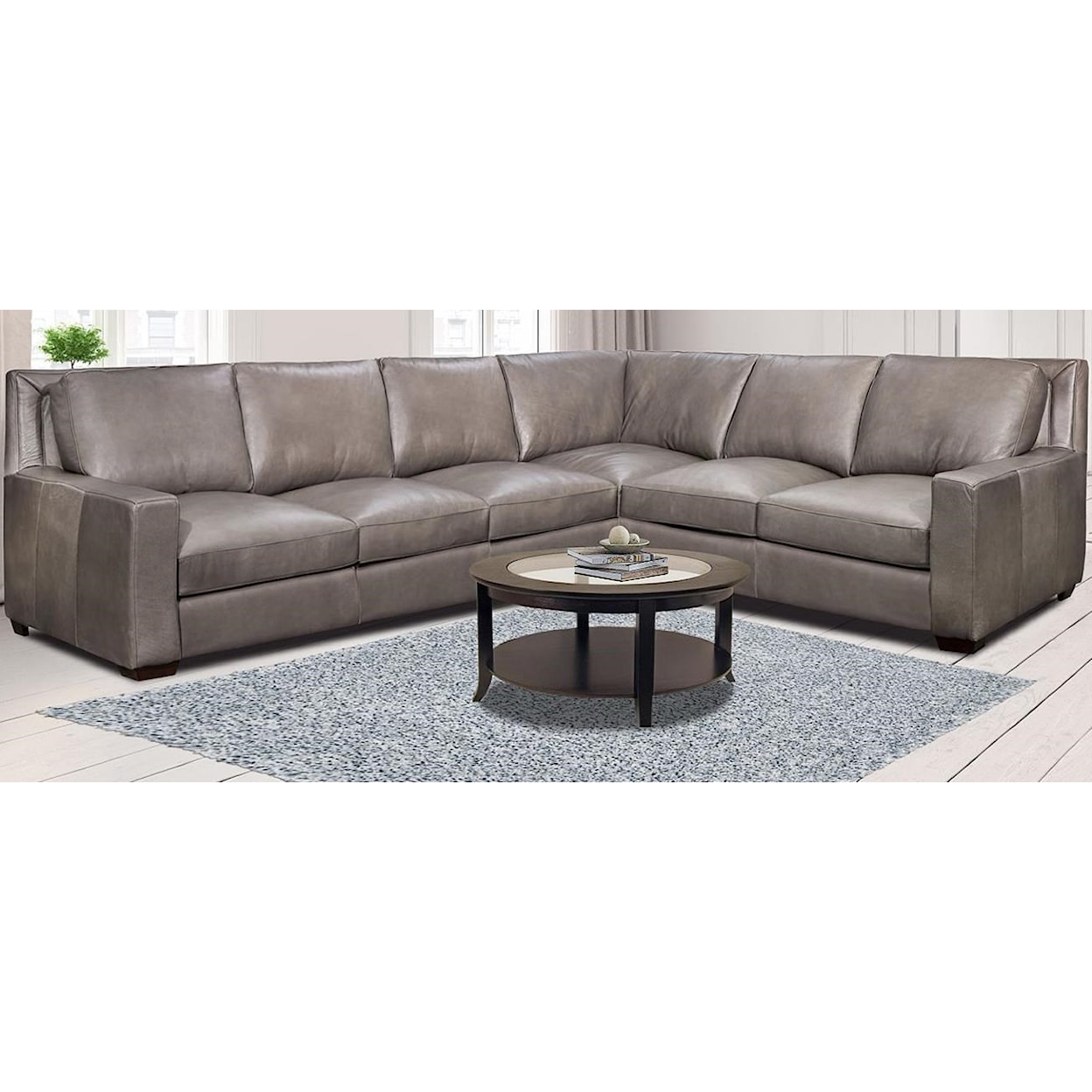 USA Premium Leather 6355 Hermes Gray SECTIONAL