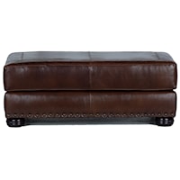 Leather Cocktail Ottoman with Large Nailheads