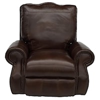 Traditional Leather Rocking Recliner with Nailheads