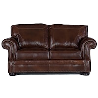 Traditional Leather Loveseat with Nailheads