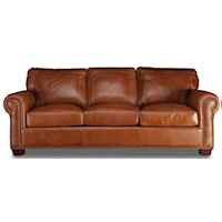 91" Leather Sofa with Nail Head Trim
