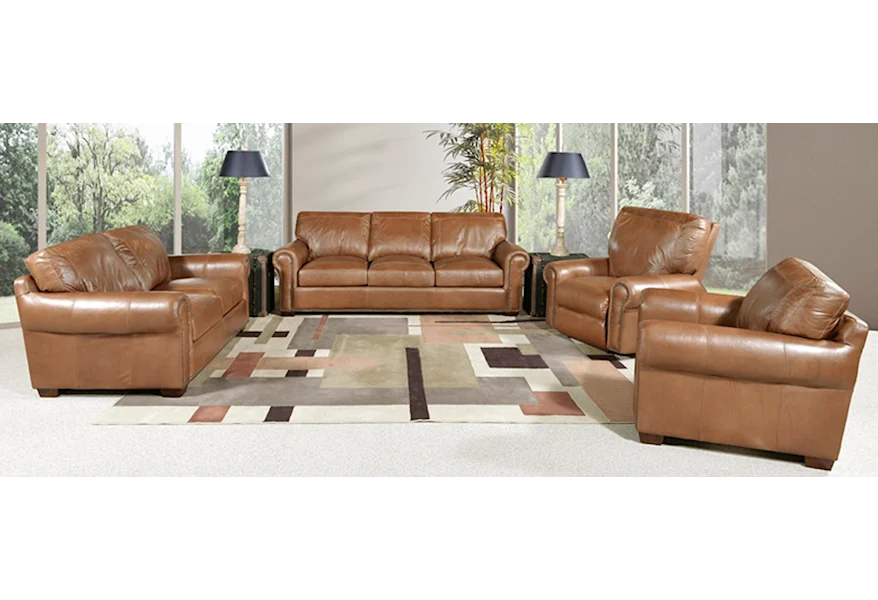 Saddle Gator Sofa, Loveseat and Chair Set by USA Premium Leather at Sam Levitz Furniture